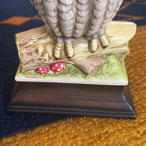 VTG Japanese Owl on Log with Mushrooms. Ceramic. No Chips. 5” x 7.5” - Picture 3 of 10